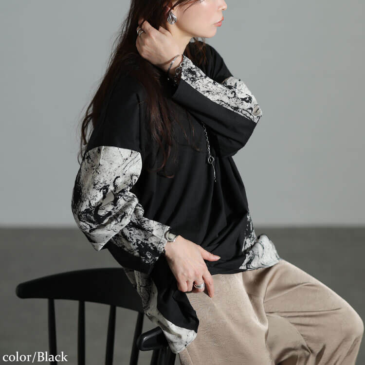 大きいサイズ レディース ボックスシルエットロンTシャツ　bai-0140 【メール便可】