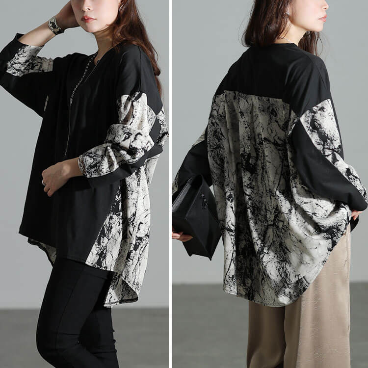 大きいサイズ レディース ボックスシルエットロンTシャツ　bai-0140 【メール便可】