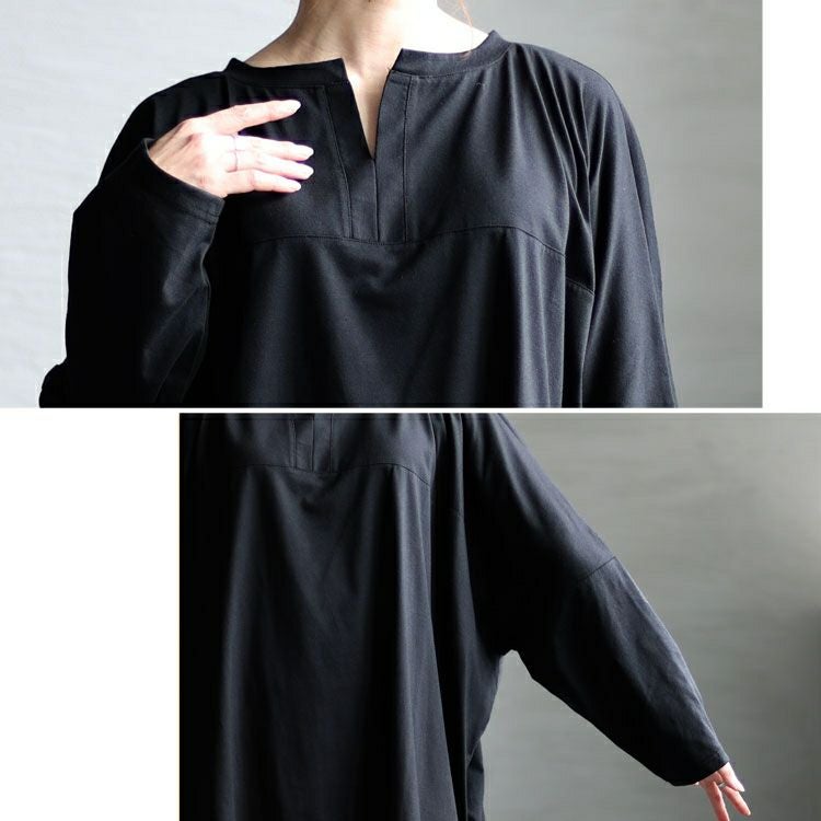 大きいサイズ レディース キーネックコクーン長袖チュニック　bai-0139 【メール便可】