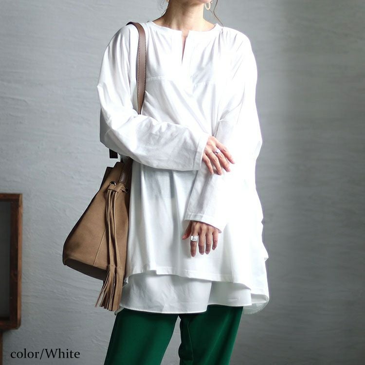 大きいサイズ レディース キーネックコクーン長袖チュニック　bai-0139 【メール便可】