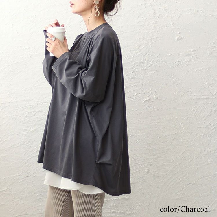 大きいサイズ レディース キーネックコクーン長袖チュニック　bai-0139 【メール便可】