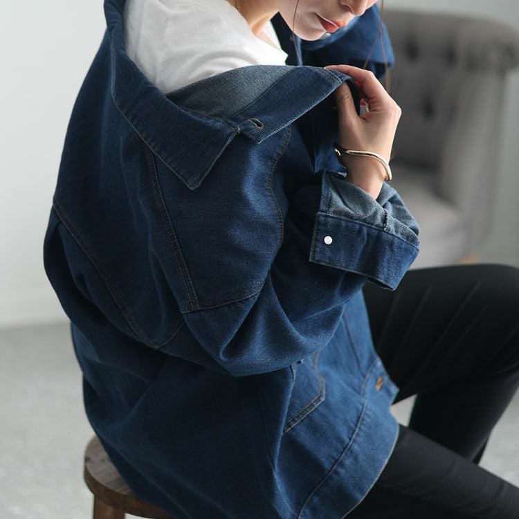 大きいサイズ レディース オーバサイズデニムブルゾン　sada-6881