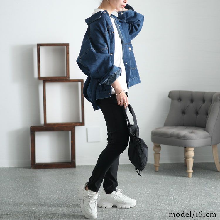 大きいサイズ レディース オーバサイズデニムブルゾン　sada-6881
