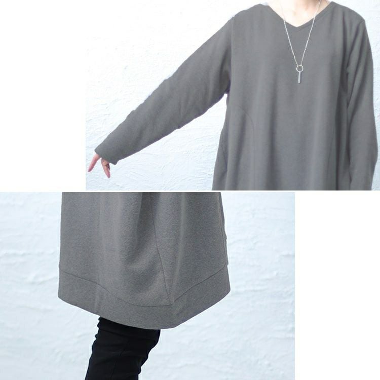 大きいサイズ レディース 裏起毛コクーンVネックプルオーバー　cros-140107