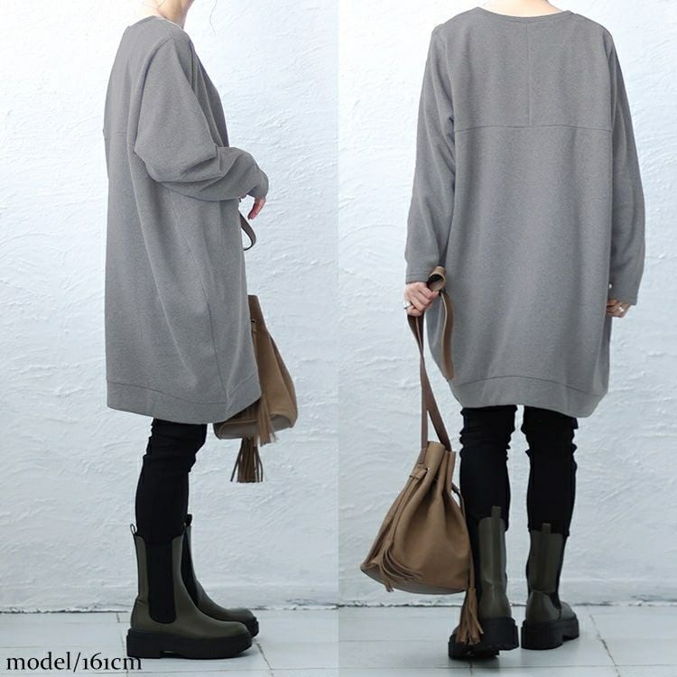 大きいサイズ レディース 裏起毛コクーンVネックプルオーバー　cros-140107