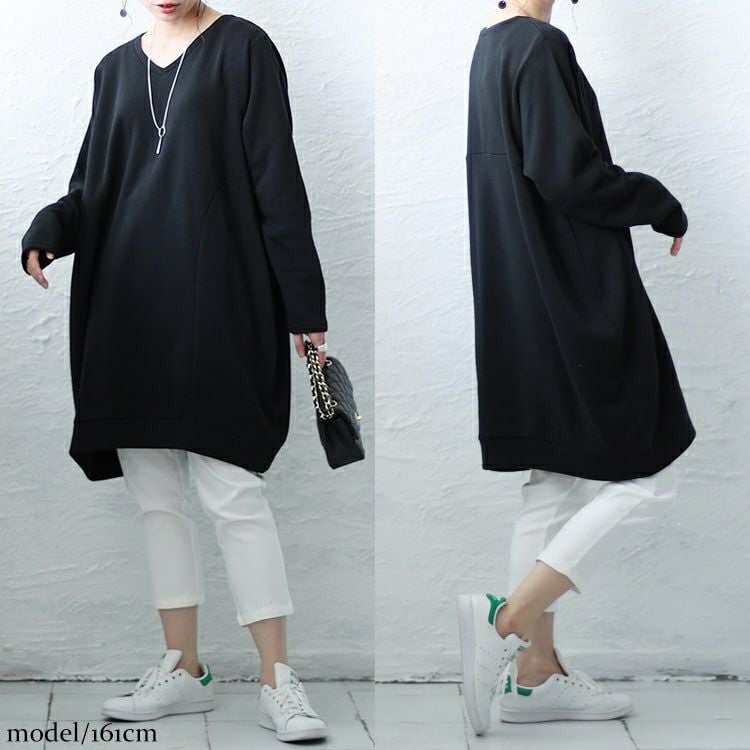 大きいサイズ レディース 裏起毛コクーンVネックプルオーバー　cros-140107