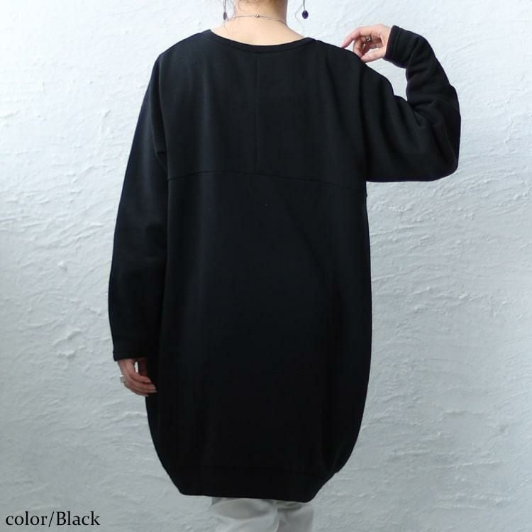 大きいサイズ レディース 裏起毛コクーンVネックプルオーバー　cros-140107 ブラック