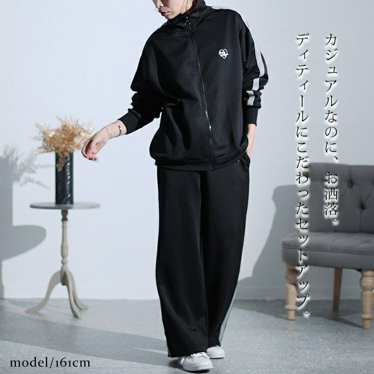 大きいサイズ レディース ワッペンジャージセットアップ　cros-140113