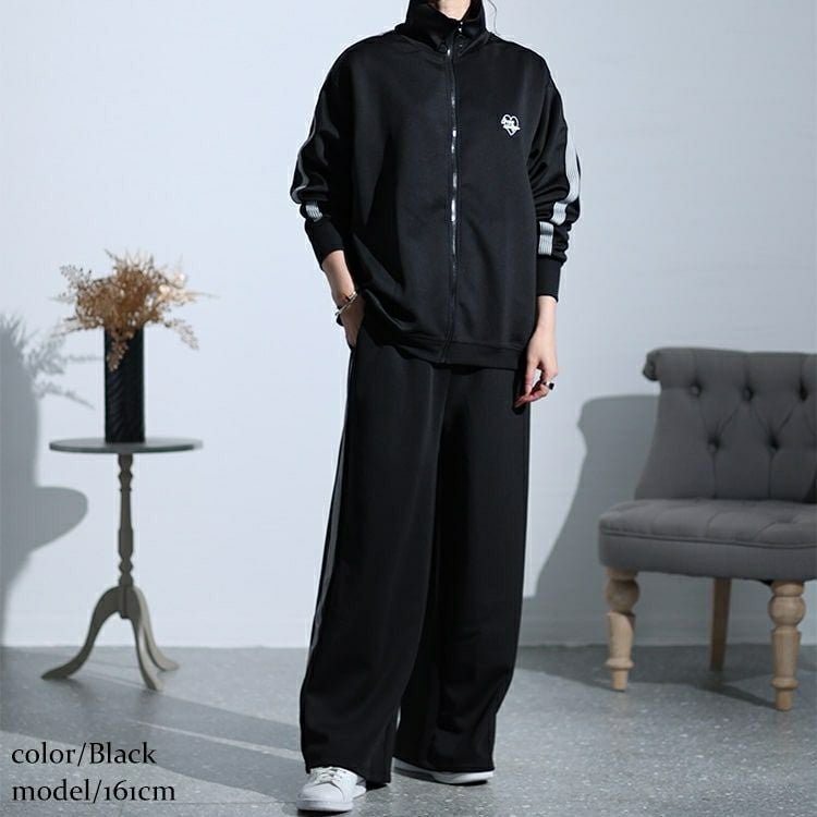 大きいサイズ レディース ワッペンジャージセットアップ cros-140113