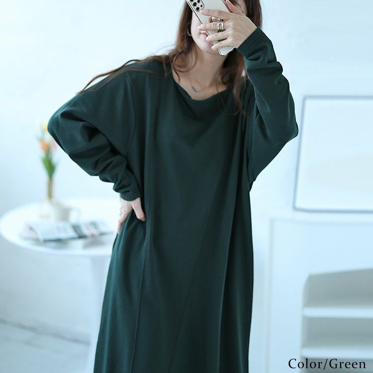 大きいサイズ レディース バックポケット付きステッチワンピース　bro-0028