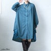 大きいサイズ レディース フェイクレイヤードレースシャツワンピース　bro-0025 ブルー