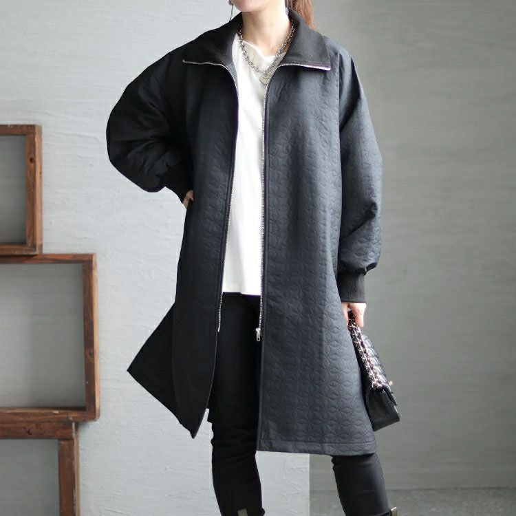 大きいサイズ レディース ボリュームリブネックキルティングコート　maru-6711