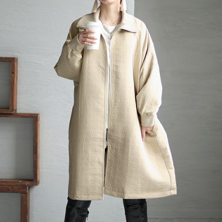 大きいサイズ レディース ボリュームリブネックキルティングコート　maru-6711