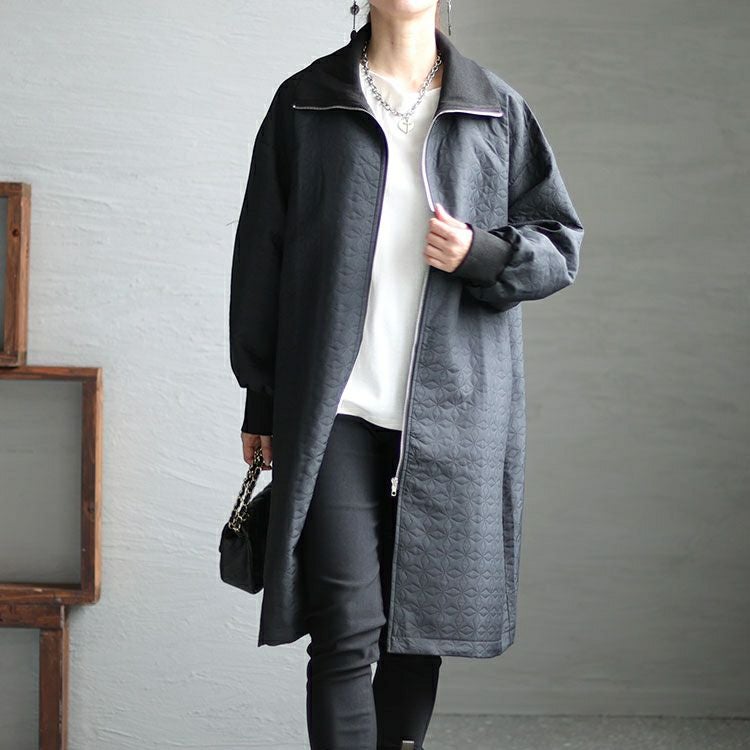 大きいサイズ レディース ボリュームリブネックキルティングコート　maru-6711