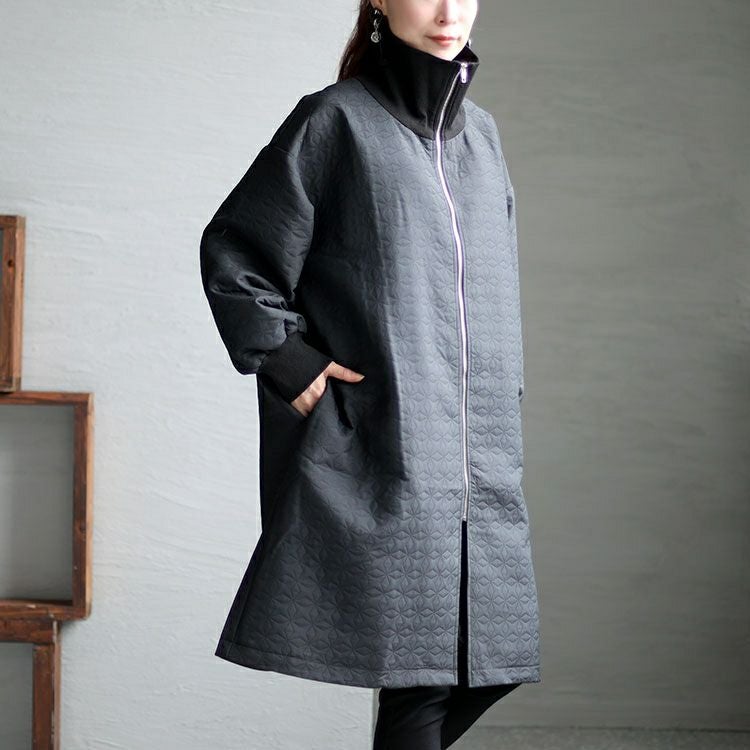 大きいサイズ レディース ボリュームリブネックキルティングコート　maru-6711