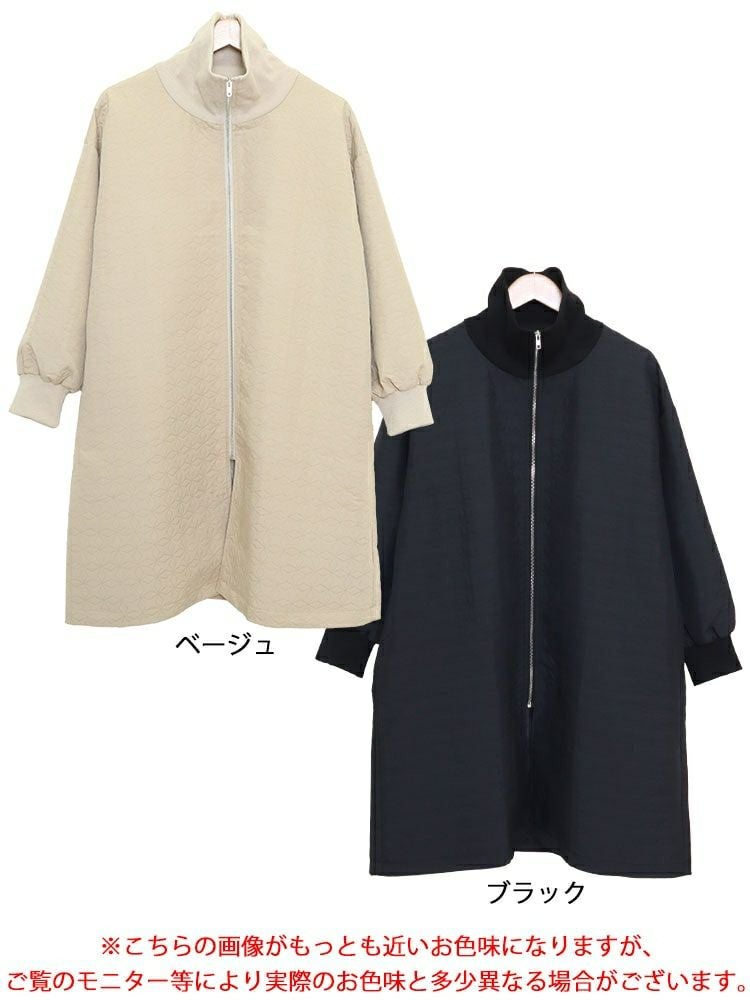 大きいサイズ レディース ボリュームリブネックキルティングコート　maru-6711