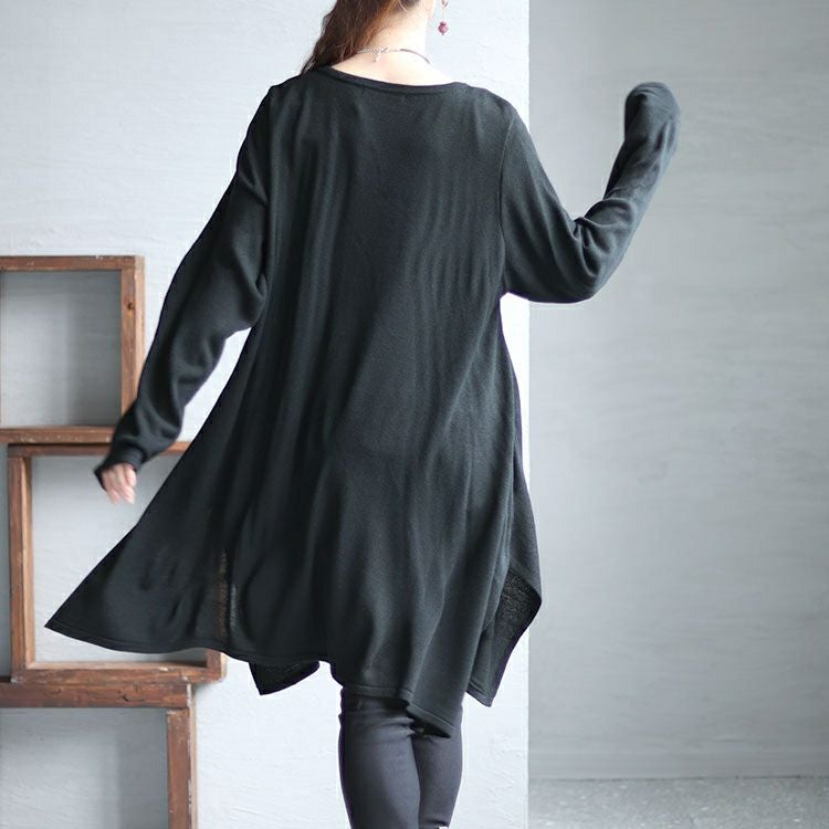大きいサイズ レディース Vネックイレギュラーヘムチュニック　fem-409
