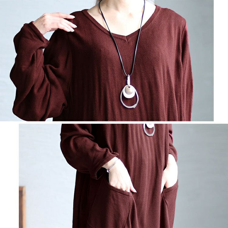 大きいサイズ レディース Vネックイレギュラーヘムチュニック　fem-409