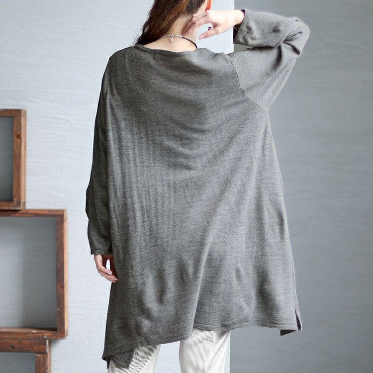大きいサイズ レディース Vネックイレギュラーヘムチュニック　fem-409