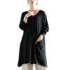 大きいサイズ レディース Vネックイレギュラーヘムチュニック　fem-409 ブラック