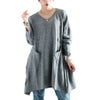 大きいサイズ レディース Vネックイレギュラーヘムチュニック　fem-409 グレー