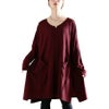 大きいサイズ レディース Vネックイレギュラーヘムチュニック　fem-409 ワイン