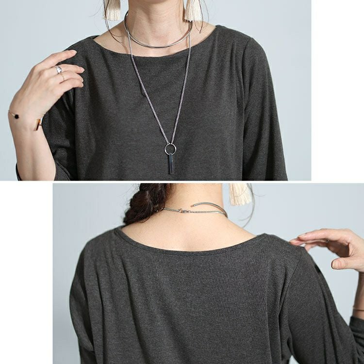 大きいサイズ レディース ボートネック7分袖カットソー　wk-0442 【メール便可】