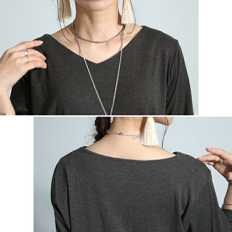 大きいサイズ レディース Vネック7分袖カットソー　wk-0446 【メール便可】