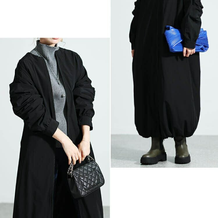 大きいサイズ レディース 袖タックロングMA-1ワンピース　nw-23037