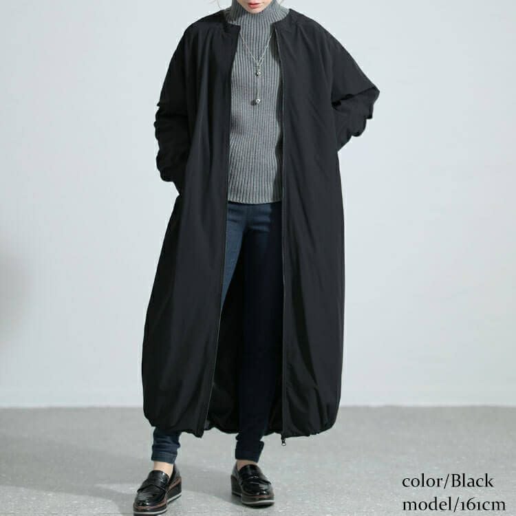 大きいサイズ レディース 袖タックロングMA-1ワンピース　nw-23037