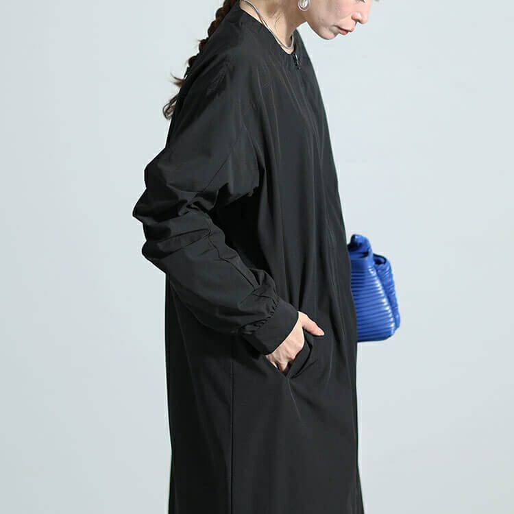 大きいサイズ レディース 袖タックロングMA-1ワンピース　nw-23037