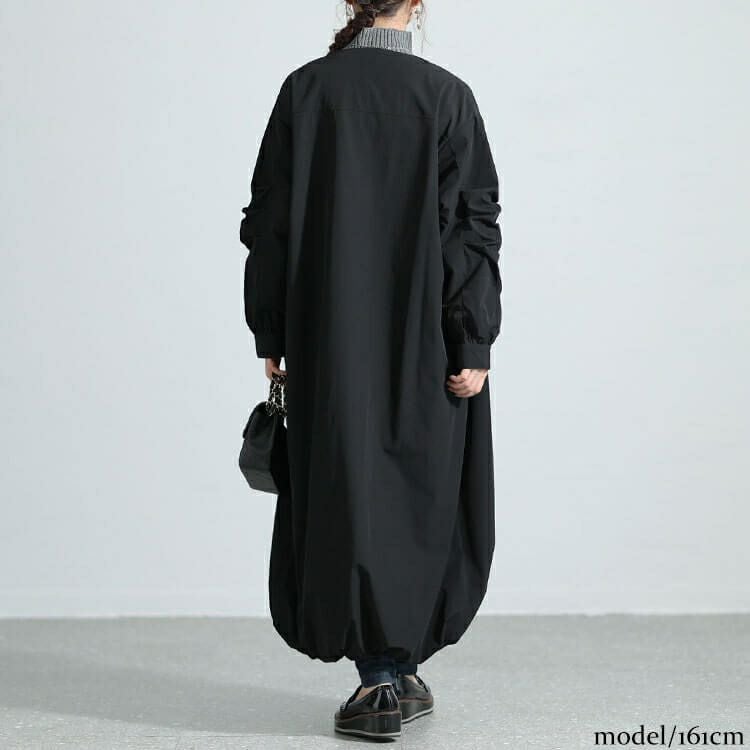 大きいサイズ レディース 袖タックロングMA-1ワンピース　nw-23037