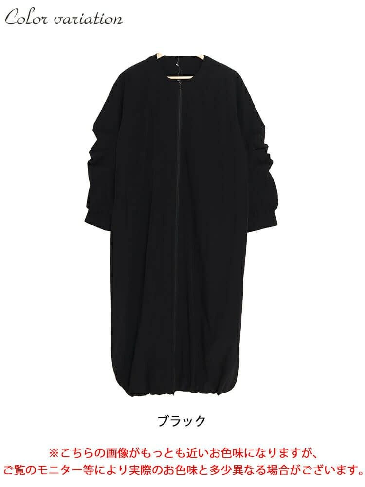 大きいサイズ レディース 袖タックロングMA-1ワンピース　nw-23037