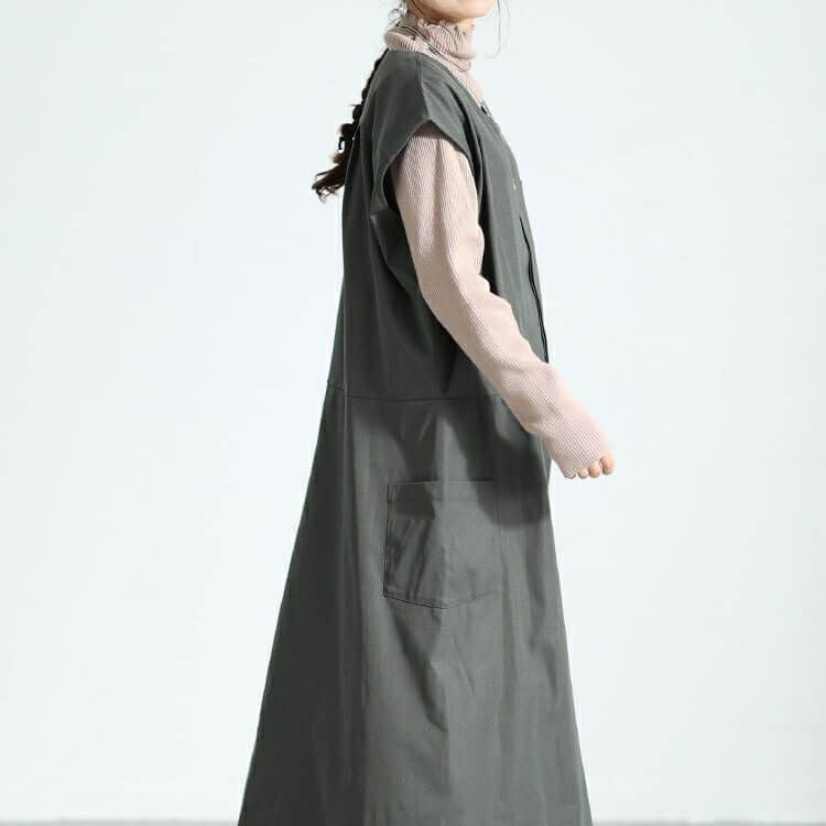 大きいサイズ レディース サイドポケット付きフレンチスリーブワンピース　nw-23036