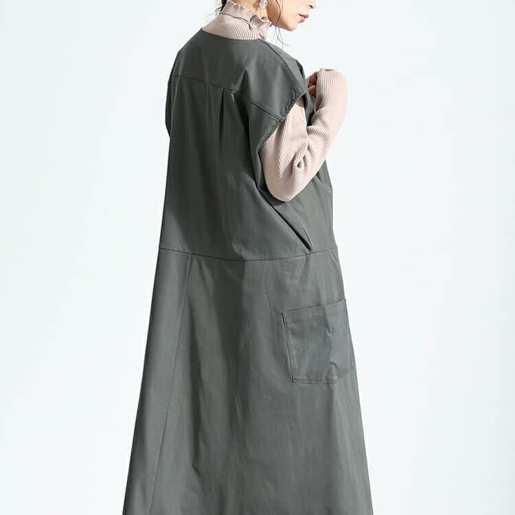 大きいサイズ レディース サイドポケット付きフレンチスリーブワンピース　nw-23036