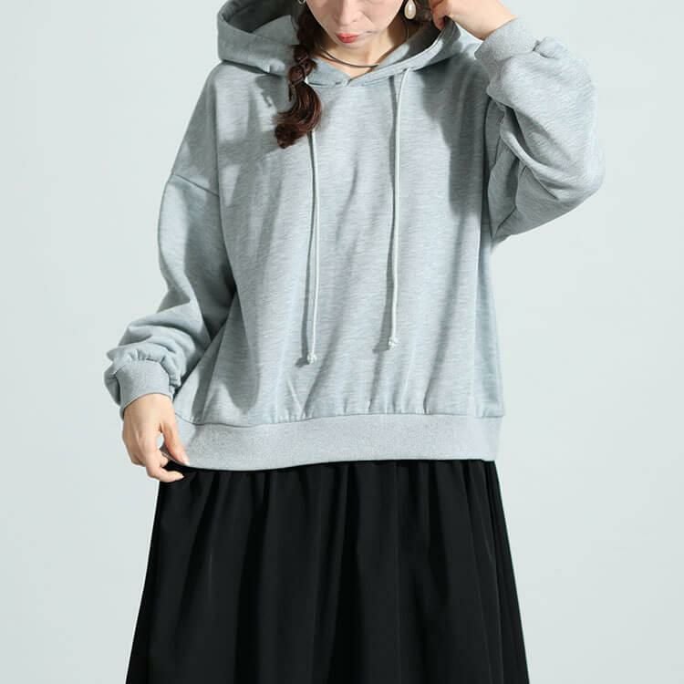 大きいサイズ レディース パーカードッキングワンピース　nw-23035 グレー×ブラック