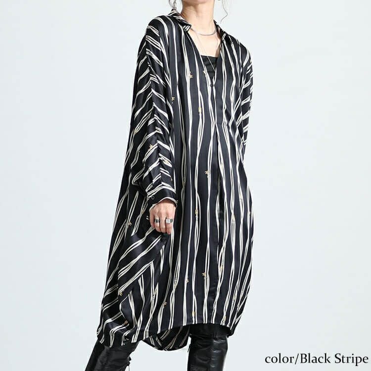 大きいサイズ レディース ストライプ柄ドルマンシャツチュニック　nw-23033 【メール便可】