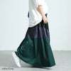 大きいサイズ レディース サテン切り替え配色スカート　sw-0576 グリーン