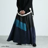 大きいサイズ レディース サテン切り替え配色スカート　sw-0576 ブルー