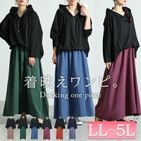 大きいサイズ レディース フード付きドルマン袖ドッキングワンピース　sw-0574