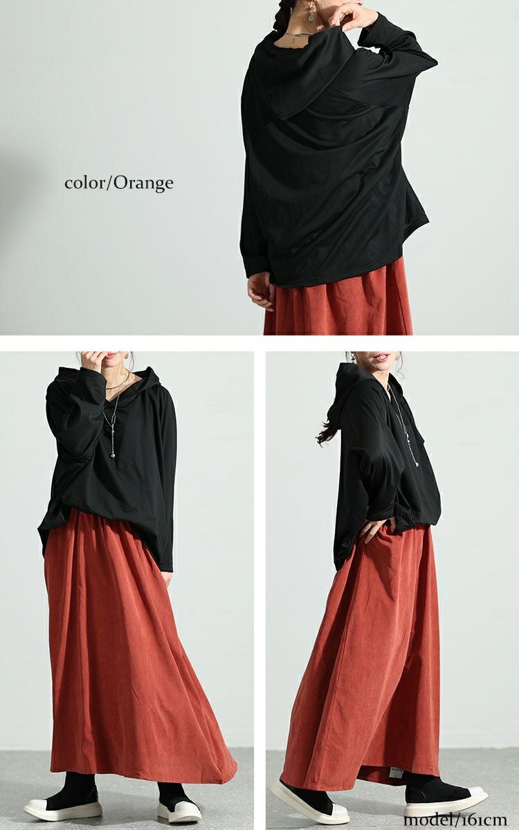 大きいサイズ レディース フード付きドルマン袖ドッキングワンピース　sw-0574