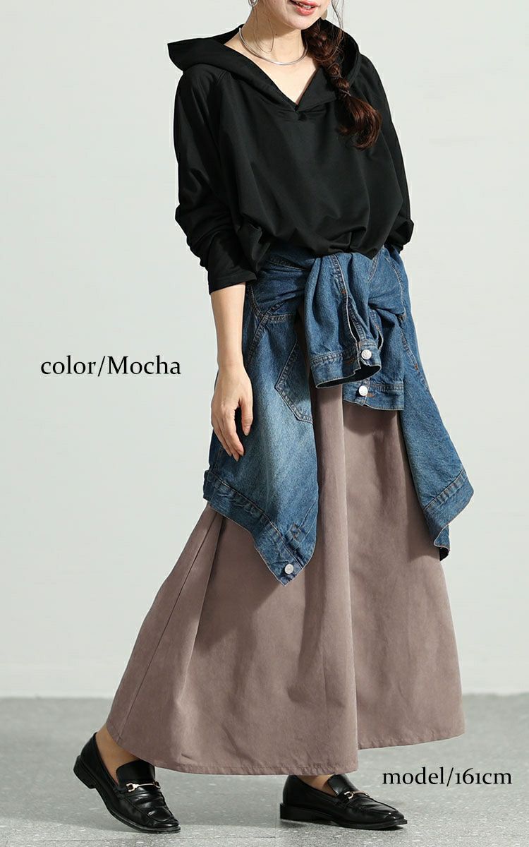 大きいサイズ レディース フード付きドルマン袖ドッキングワンピース　sw-0574