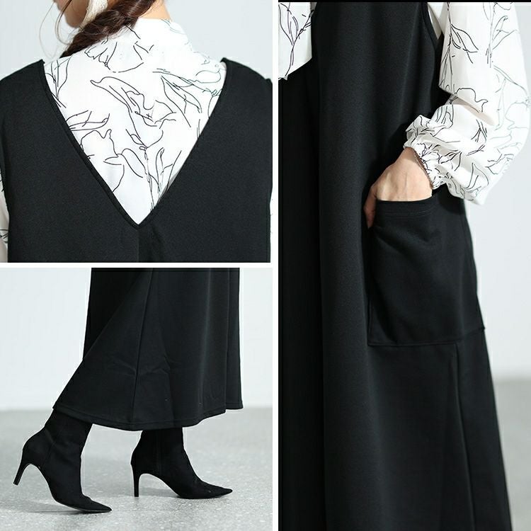 大きいサイズ レディース サイドポケット付きジャンパースカート　cast-5536021