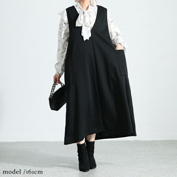 大きいサイズ レディース サイドポケット付きジャンパースカート　cast-5536021