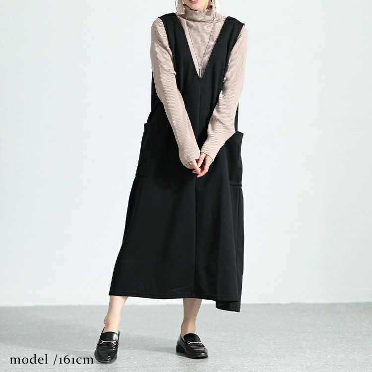 大きいサイズ レディース サイドポケット付きジャンパースカート　cast-5536021