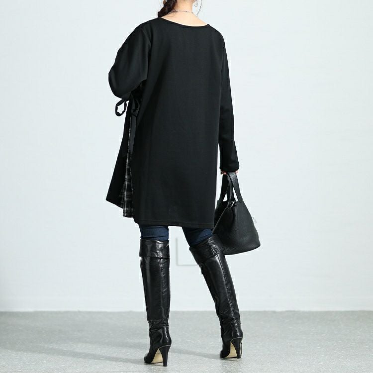 大きいサイズ レディース チェック柄切替えチュニック　cast-5536019