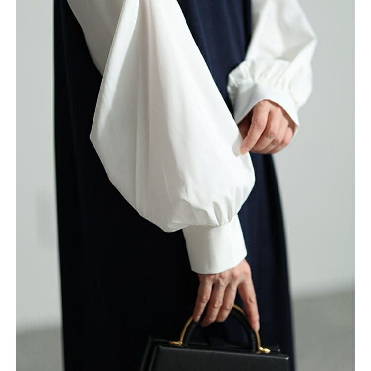 大きいサイズ レディース パワショル切替えスクエアネックワンピース　mncut-132550