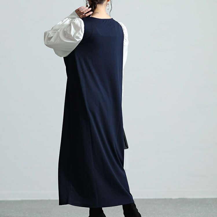 大きいサイズ レディース パワショル切替えスクエアネックワンピース　mncut-132550