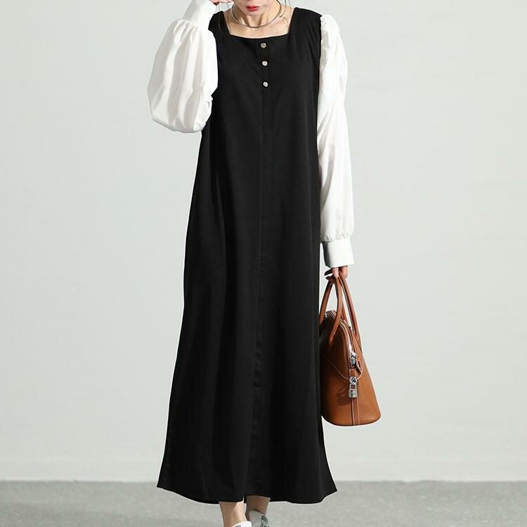 大きいサイズ レディース パワショル切替えスクエアネックワンピース　mncut-132550 ブラック