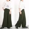 大きいサイズ レディース ストレッチアムンゼンワイドパンツ　maru-6665 カーキ